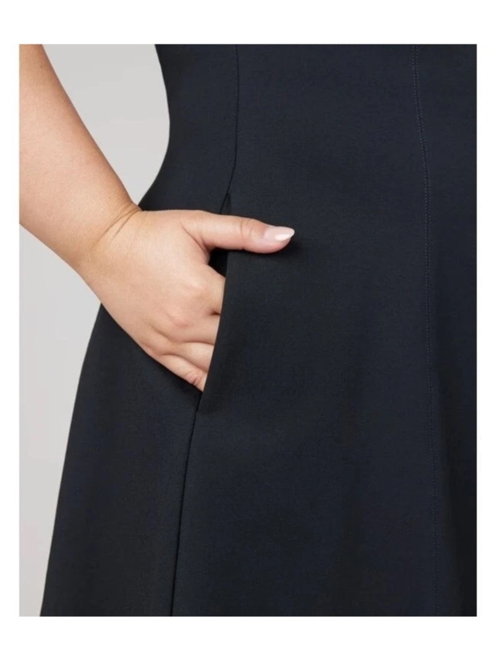 Spanx Size L The Perfect Fit & Flare Black Ponte Sleeveless skater Dress 20381R - Picture 3 of 10